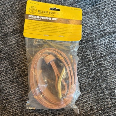 Klein Tools Belt 5202L General Purpose Leather Belt Size Medium 32  to 40  NEW 