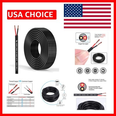 Versatile 18AWG 2 Conductor PVC Electrical Wire - 10FT Low Voltage Cable