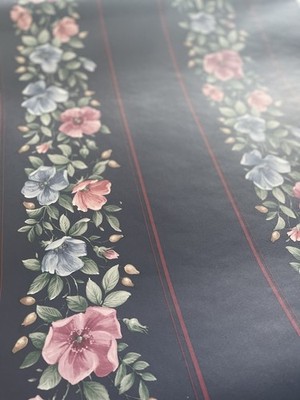 Navy Floral Wallpaper Roll- Almost Full Double Roll