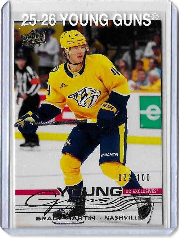 2025-26 Upper Deck Series 2 Hockey Brady Martin #460 UD Exclusives 022/100