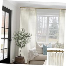 90 Inch Pinch Pleated Linen Curtains,70x90 70"W x 90"L Pack of 2 Natural