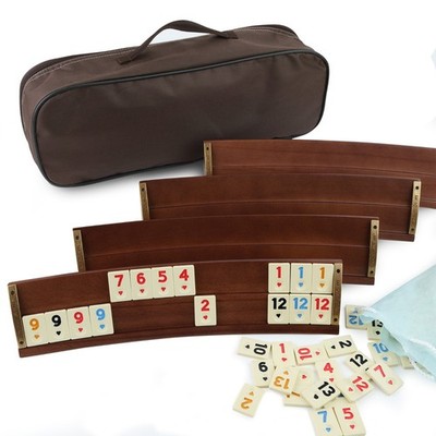 Wooden Oval Rummy Rack Set  Curved Rummy Turkish Okey Personalization Gift