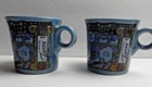 2 Fiesta Christmas Window Mug in Blue Fiesta war Ring-Handled Coffee Cups
