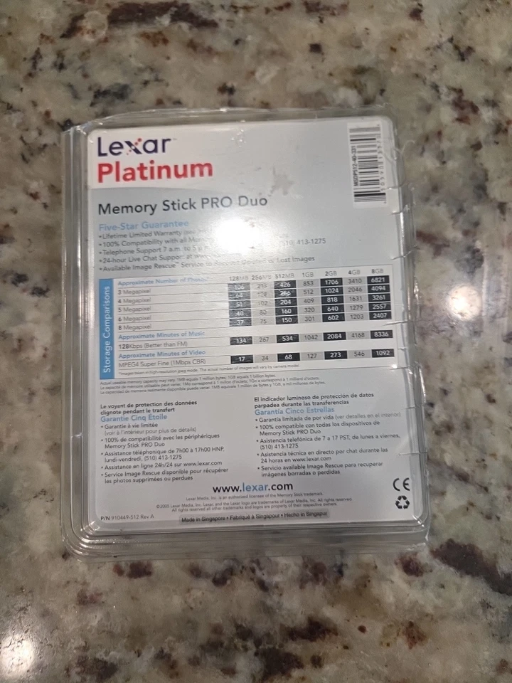 Lexar Platinum 256MB Memory Stick Pro Duo, New Old Stock - Image 2 of 2