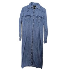 Women's Lauren Ralph Lauren Blue Western Denim Long Shirt Dress Petite S EUC
