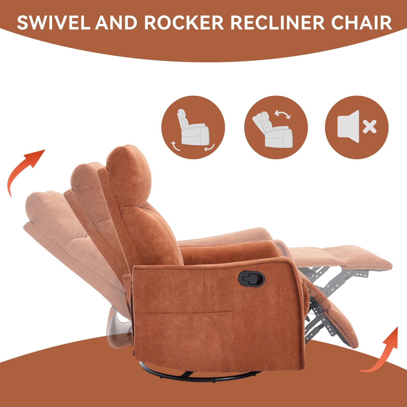 Manual Swivel Rocker Recliner Chair Nursery Glider Rocking Chair  Massage Heated