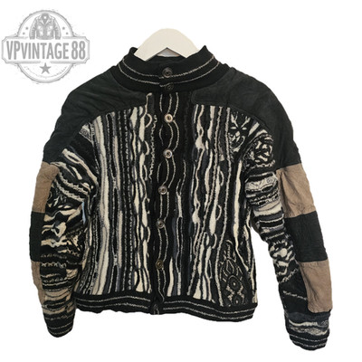 Vintage Coogi 90s Australia 3D Knit Sweater Unisex Bunt Selten Cardigan