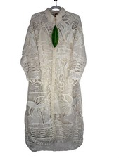 Farm Rio Guipure Lace High Low Shirt Dress in Off White Size Small NEW!