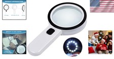 Double Glass Lens Magnifier with 12 Bright LEDs - Ideal for Low Vision Needs