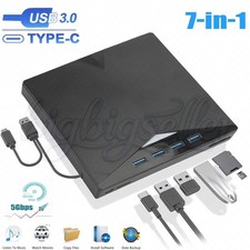 External CD DVD Drive for PC Laptop Windows 10 11 USB 3.0 Burner Reader Writer