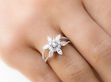 3Ct VVS1 Round Cut Lab Created Diamond Engagement Wedding 14K White Gold FN Ring