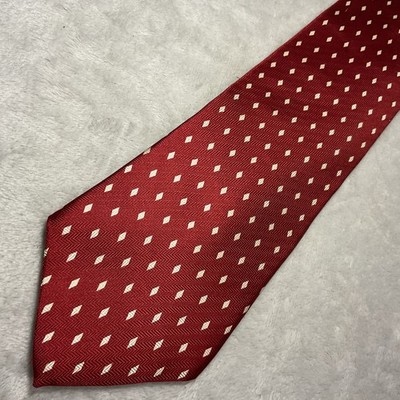Vintage Oscar de la Renta Menswear Silk Neck Tie Red Jacquard Micro Power CEO