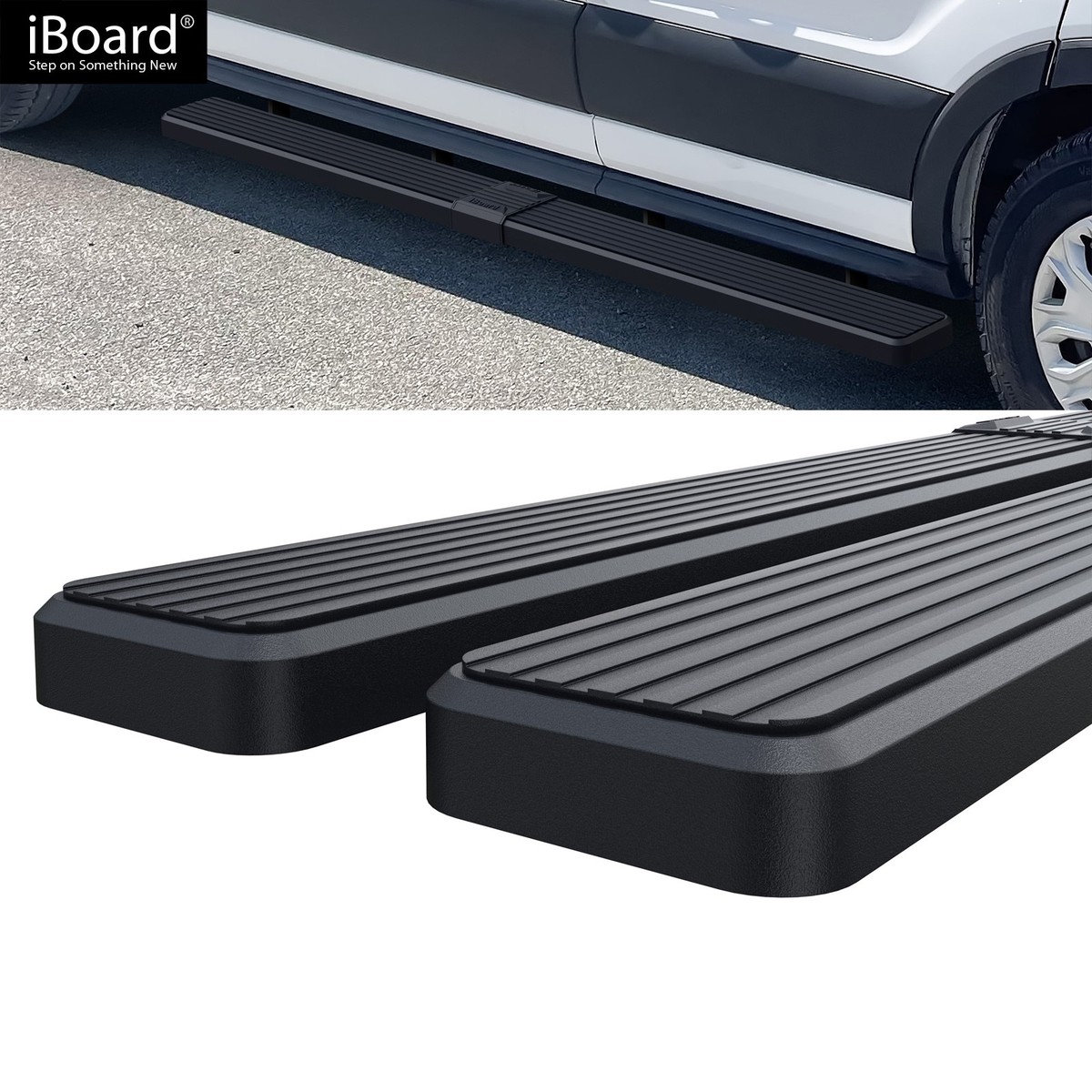 APS Running Board Side Step 6in Steel Black Fit Ford Transit Full
