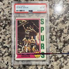 Topps 1974-75 George Gervin #196 Rookie PSA 6 Graded Spurs Basketball Card. rookie card picture