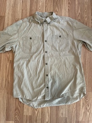 C.E. Schmidt Workwear Men s Long Sleeve Button Down Shirt Size L 100% Cotton Tan