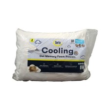 2 Pack Serta Gel Memory Foam Cluster Pillows, White, Standard