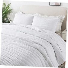 Size Quilt Bedding Sets with Pillow Shams, Lightweight Soft King White