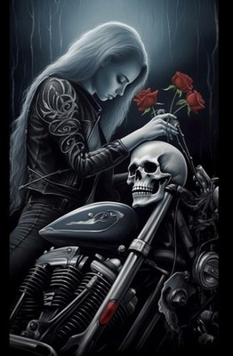 MaiYiYi Skull and Beauty Girl Diamond Painting, 5D Full Round 40x30 cm, Clear 