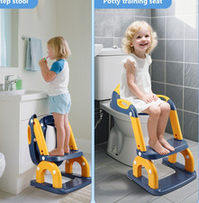 2 in1 Kinder Toilettensitz Toilettentrainer mit Treppe WC Sitz Lernt&ouml;pfchen