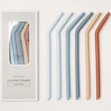 Reusable Silicone Straws - Bendy Drinking Straw with Cleaning Brush - Collaps...