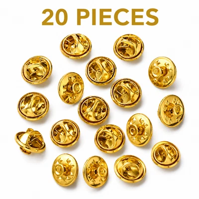 20 Gold Butterfly Clutch Pin Backs With Pins Badge Brooch Lapel Findings - Image 1 of 4
