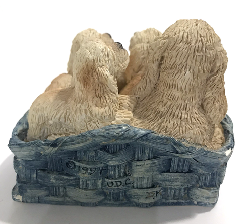 Vintage Stone Critters Basket of Blonde Cocker Spaniel Family - Picture 5 of 11