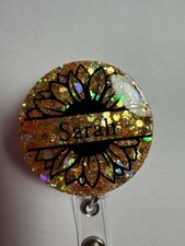 retractable badge holder ID Sunflowers Personalize With Your Name.
