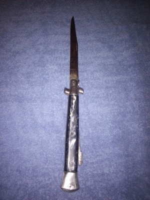 Vtg Antique old OG. CO M.Italy manual folding knife 11'' blade patina pitting