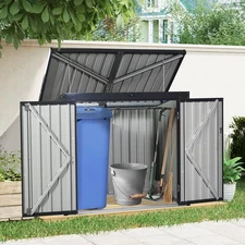 Garbage Bin Shed Outdoor Metal Bin Shed Stores 2 Trash Cans Galvanized Steel