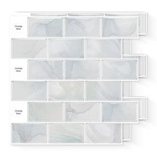 10 Sheets Peel and Stick Backsplash, Faux Stone Peel and Stick Tiles Marble Look