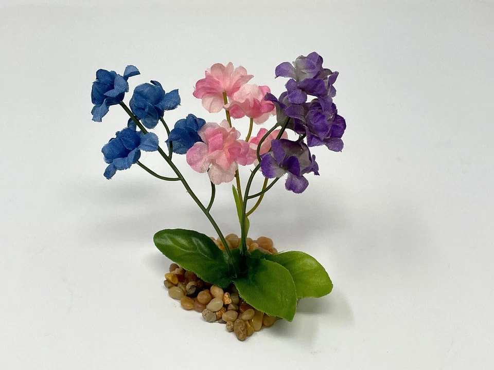 4" Azul, Rosa y Púrpura MEZCLA Seda Suave Aliento Bebé Pequeña FLOR PLANTA, Piedra ba Foto 2 de 2