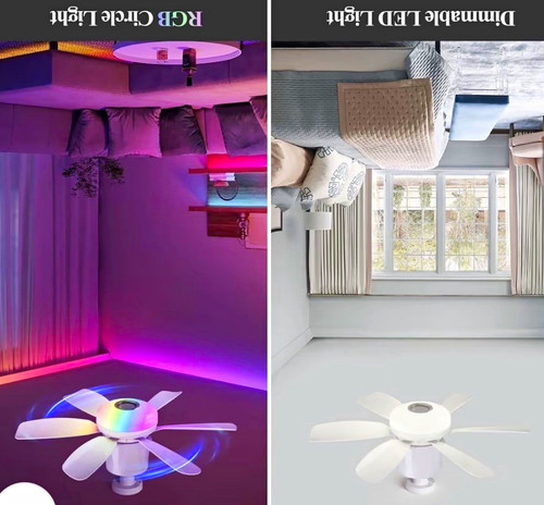 LED Ceiling Fan Light RGB Dimmable Remote 3 Speed 32W 470mm 6 Blade