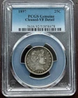 1897 Philadelphia, Silver Barber Quarter, PCGS Genuine, VF Details, Cleaned.