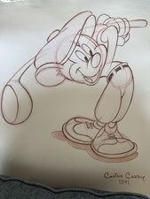Disney Mickey Mouse Huge 28" x 20" Canine Caddy 1941 Sketch Print Rare
