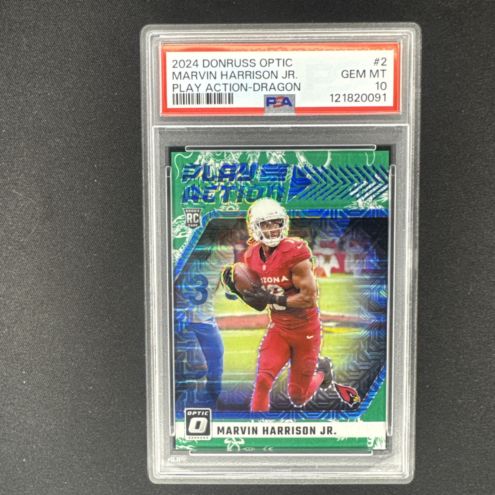 2024 Panini Donruss Optic Play Action Marvin Harrison Jr. #2 Dragon Prizm /24 RC