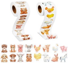 2Rolls Farm Animal Stickers for , 1000PCS Round Stickers for Toddlers Ages 2-...