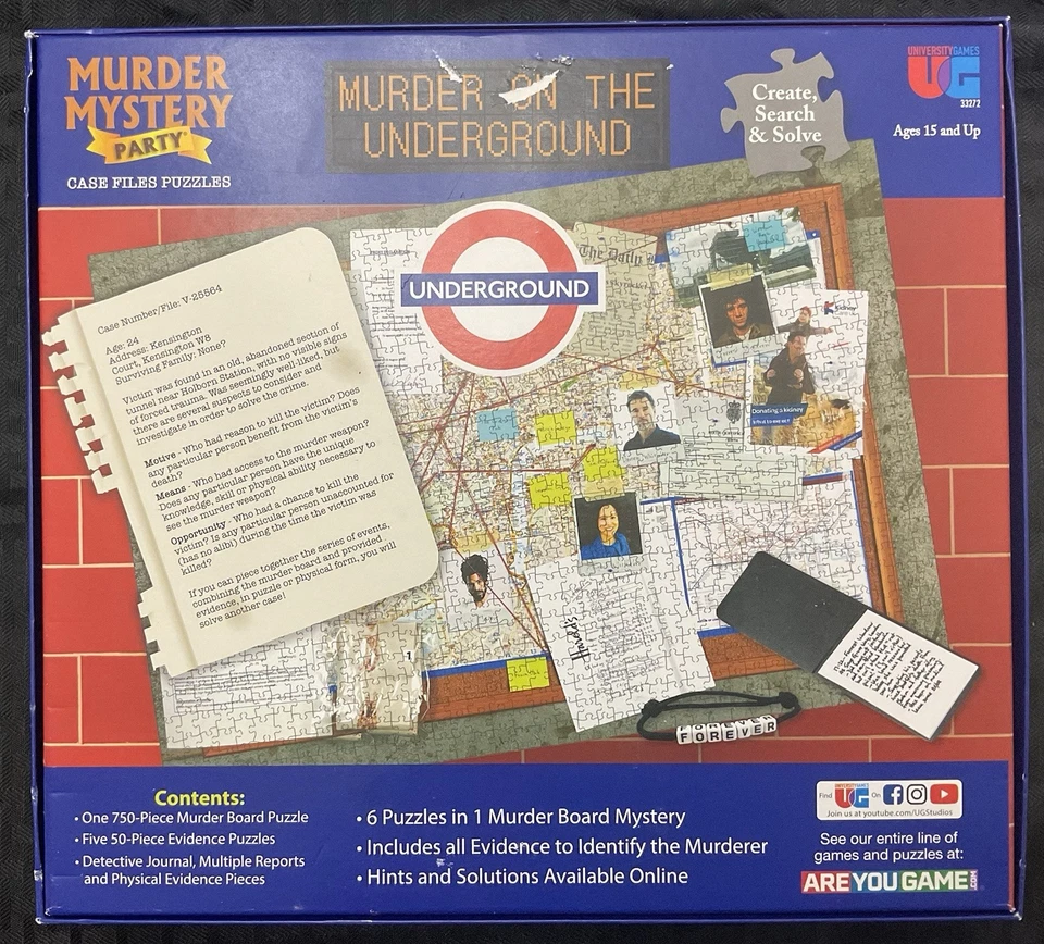 Rompecabezas de archivos de estuche de fiesta de misterio de asesinato - Asesinato en el metro: 1000 piezas Foto 2 de 2