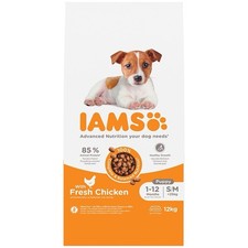 IAMS Small & Medium Breed Puppy Dry Dog Food (Chicken, 12kg) BRAND NEW & SEALED 2.50 per kilo