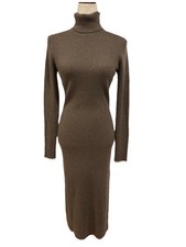 Reformation 100% Cashmere Turtleneck Sweater Dress Brown Women’s Size Medium EUC