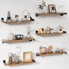 Floating Shelves for Wall, Shelves for Decor Storage Set of 6, Wall Mounted Wood