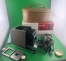 Vtg Minolta Mini-16 35mm Slide Projector P-Rokkor 75mm f/2.5 Lens w/ Case works
