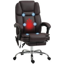 6 Point Vibration Massage Office Chair PU Leather Heated Reclining Adjustable