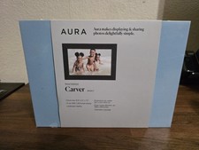 Aura Carver Gravel WiFi Digital Black Picture Frame 10.5"x2.1  x7.3 New Sealed