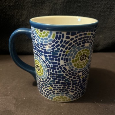 Starbucks Barista 2008 Mosaic Tile Blue Green Swirl Mug Coffee Tea 16 oz