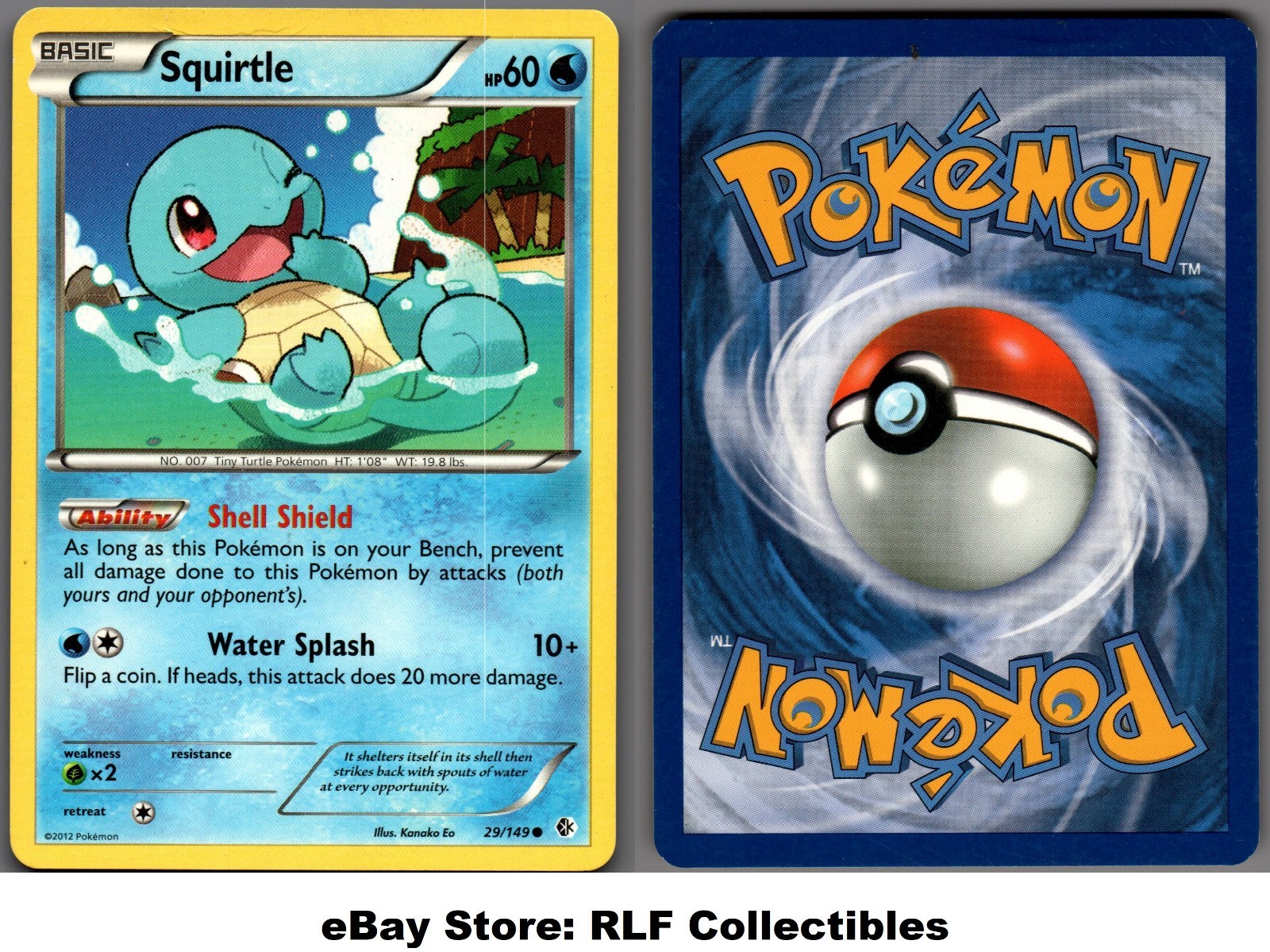 2012 Pokemon, B&W Boundaries Crossed, #29/149 Squirtle, Common (c)