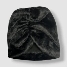 Adrienne Landau Women's Black Teddy Mink Faux Fur Beanie OS