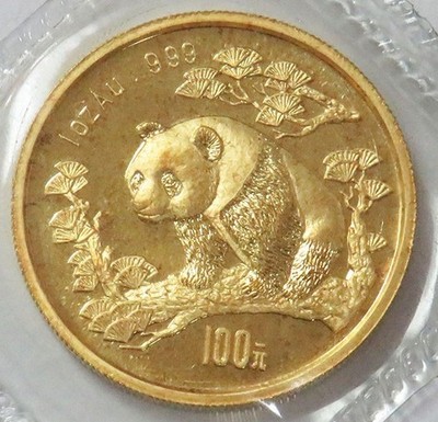 1997 GOLD CHINA LARGE DATE PANDA 100 YUAN 1oz SEALED COIN