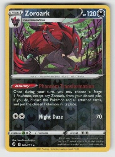 Reverse Holo Zoroark 103/203 Rare Evolving Skies Near Mint