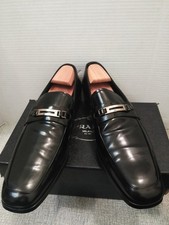 PRADA Vero Cuoio Men's Leather Loafer Dress Shoes SIZE 12 Black (MADE IN ITALY)