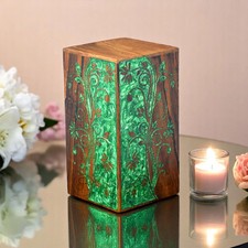 Handcrafted Rosewood Cremation Urn: Double Resin Inlay, Memorial Keepsake